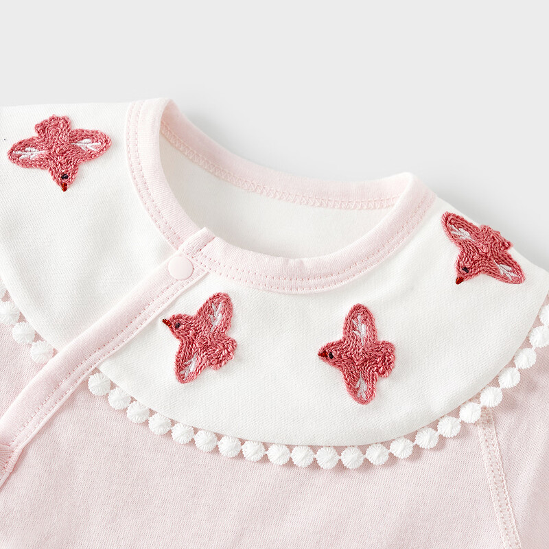 Tongtai (TONGTAI) baby jumpsuit spring and autumn pure cotton newborn clothes baby girl butterfly romper pink 66cm