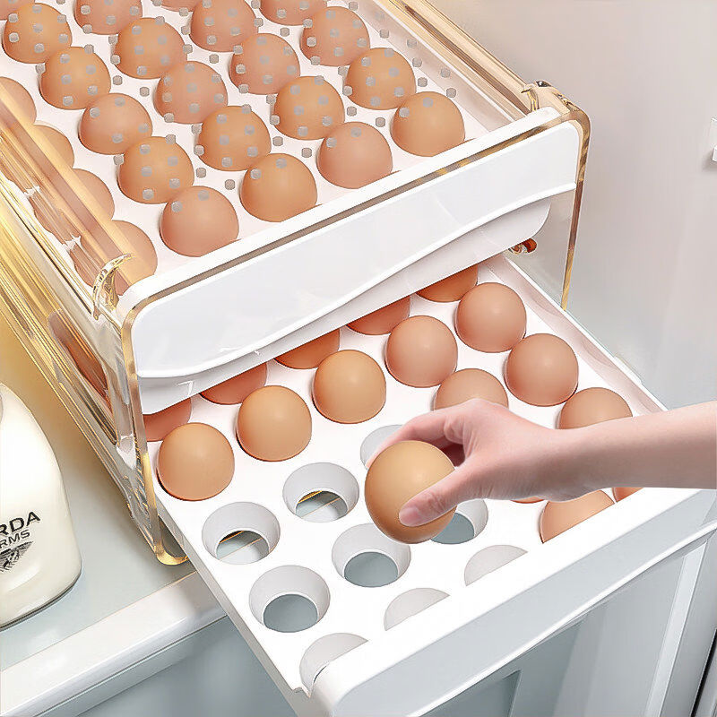 Zhifan Japanese egg storage box refrigerator with food-grade drawer-type egg rack holder for home kitchen organization 95 customers choose 60 compartments double layer can hold 60 eggs without odor