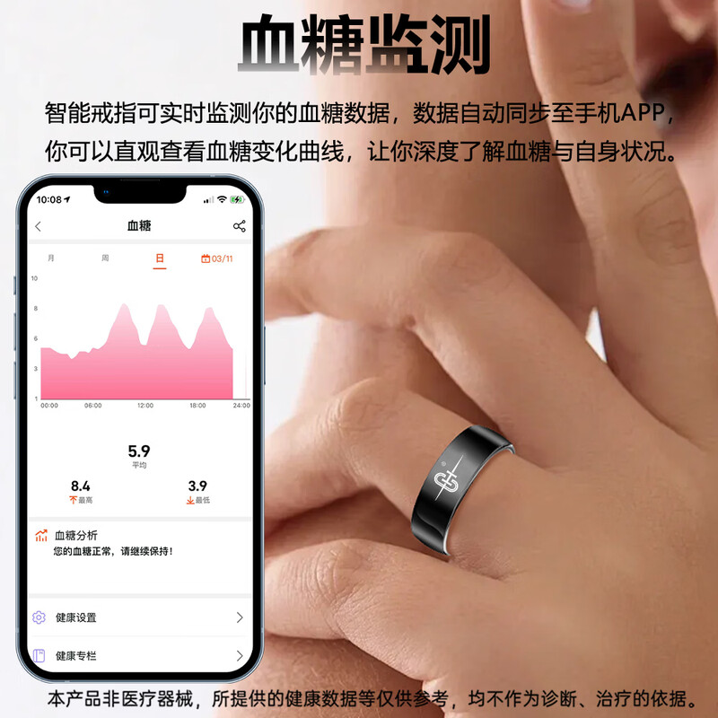 CH 2026 New Product Blood Pressure Blood Sugar Smart Ring AI ECG Sleep Blood Oxygen Heart Rate Sports Health Ring Remote Care Real-Time Monitoring Health Sports Ring
