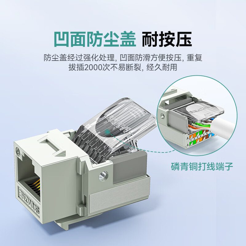 Shanze Category 6 Network Module CAT6 Gigabit Free Crystal Head Female Computer Network Cable Panel Module RJ45 Network Socket Connector Straight Head MKC61