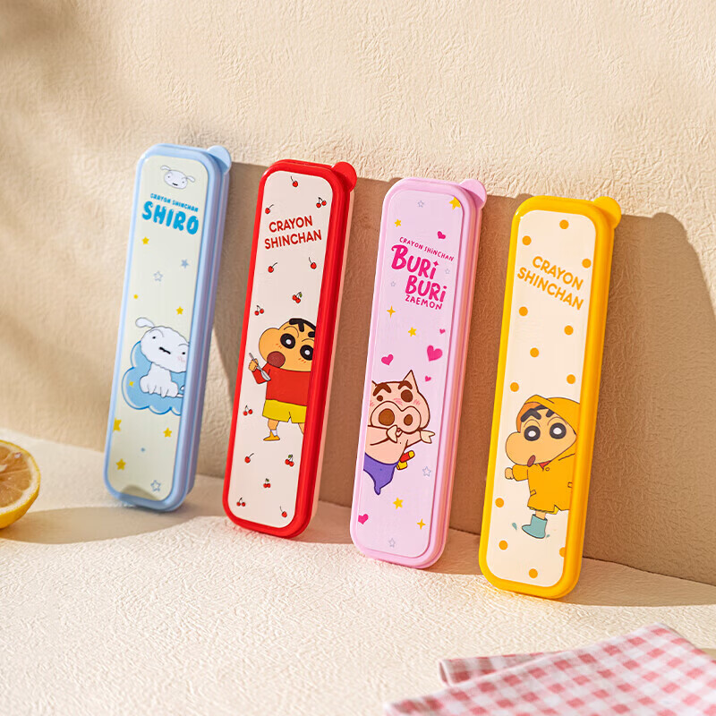 Modern Housewife Crayon Shin-chan Chopsticks and Spoon Set Portable Tableware for Children and Students for One Person - Zaemon 2 Pieces