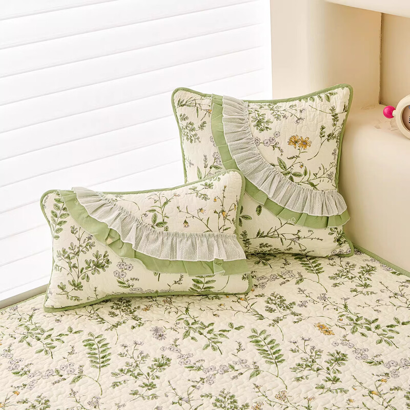 Xizi yarn pure cotton fabric bay window mat window sill mat universal for all seasons 2026 new thin style light luxury high-end machine washable cover cloth Green field forest non-pilling non-stick hair fine workmanship 90cm*240cm