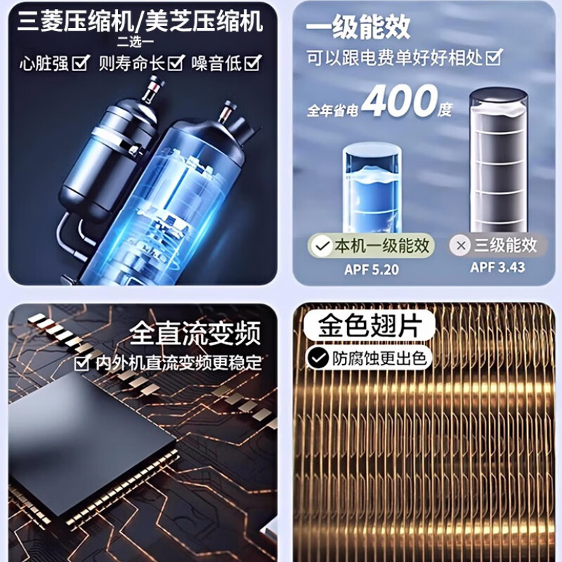 Chigo central air-conditioning one-to-four/one-to-three/one-to-five one-to-six duct machine commercial household full DC frequency conversion one-level energy efficiency intelligent cleaning embedded air-conditioning multi-split 6 HP one-to-four Meizhi compressor one-level frequency conversion self-cleaning