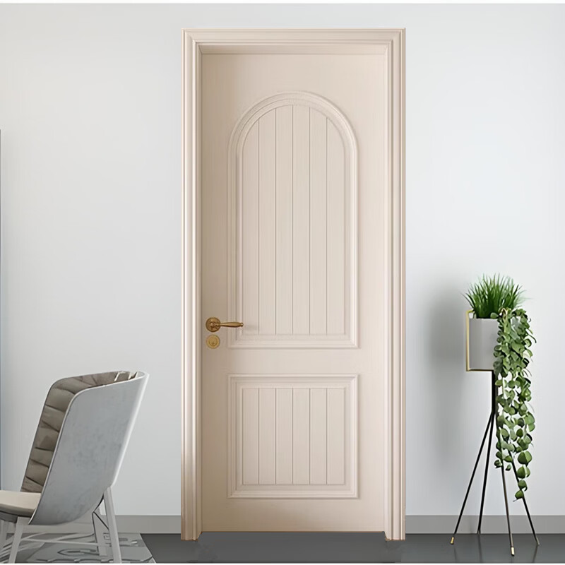 Solid wood door bedroom door French cream style painted door solid wood composite white room door silent suit door customization solid wood composite painted door 3