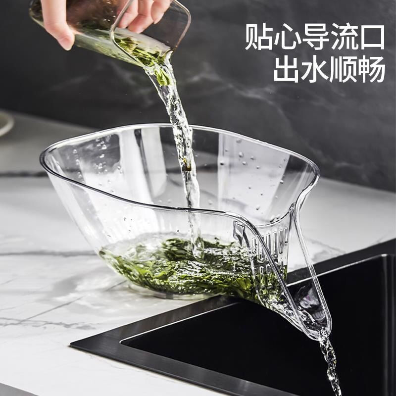 Yusen Yi Wash Fruit Drain Basket Multifunctional Sink Wash Basin Convenient Internet Celebrity Kitchen Plastic Drainage Bowl Creative Fruit Plate Transparent Gray One + Transparent Color One