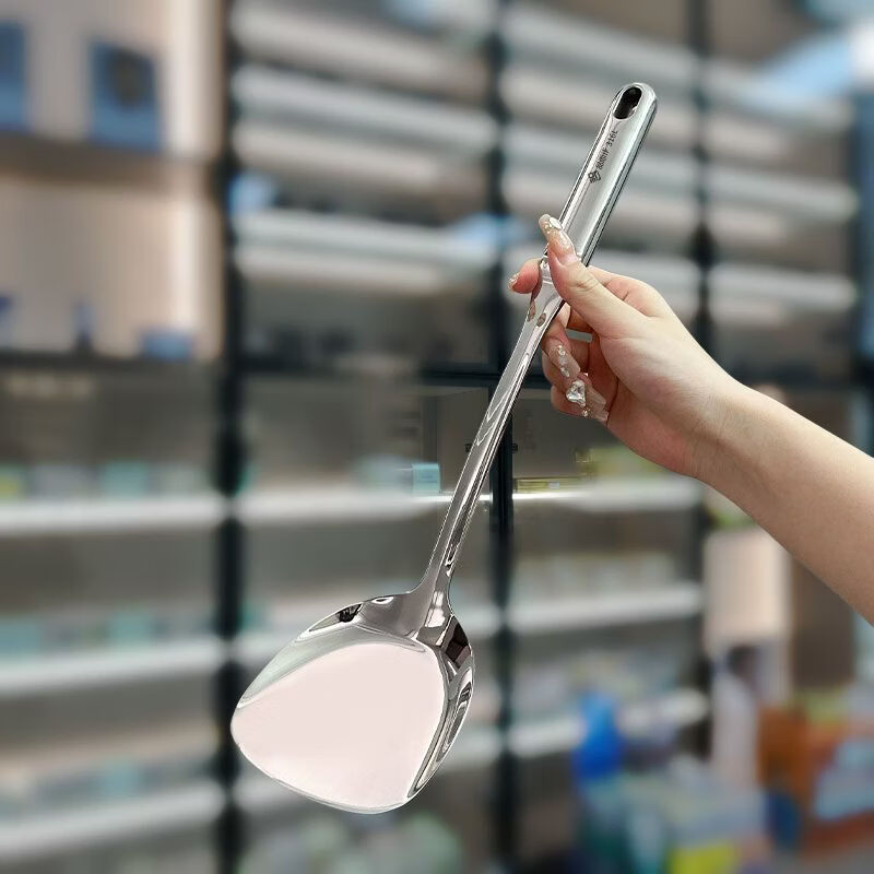 Yonghuan spatula 316 stainless steel cooking spatula household non-stick pot silicone spatula thickened frying spoon kitchen utensil set 316-bright high-end soup spoon