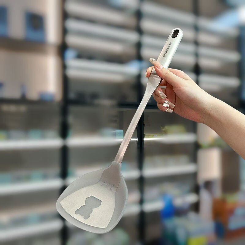 Yonghuan spatula 316 stainless steel cooking spatula household non-stick pot silicone spatula thickened frying spoon kitchen utensil set 316-bright high-end soup spoon