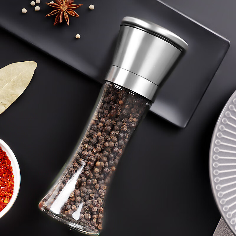 Baijie 304 stainless steel grinder pepper manual black pepper powder pepper seasoning jar grinding bottle 200ml