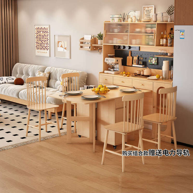 Fantasy sideboard, wall-mounted dining table, integrated storage cabinet, retractable next to living room, master installation + Original x supreme set, 85CM integrated sideboard (including four 2+3 doors)