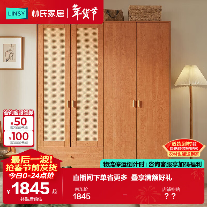 Lin's Home European Simple Rattan Wardrobe Bedroom Household Simple Wardrobe Rental Room Hanging Wardrobe OW1D