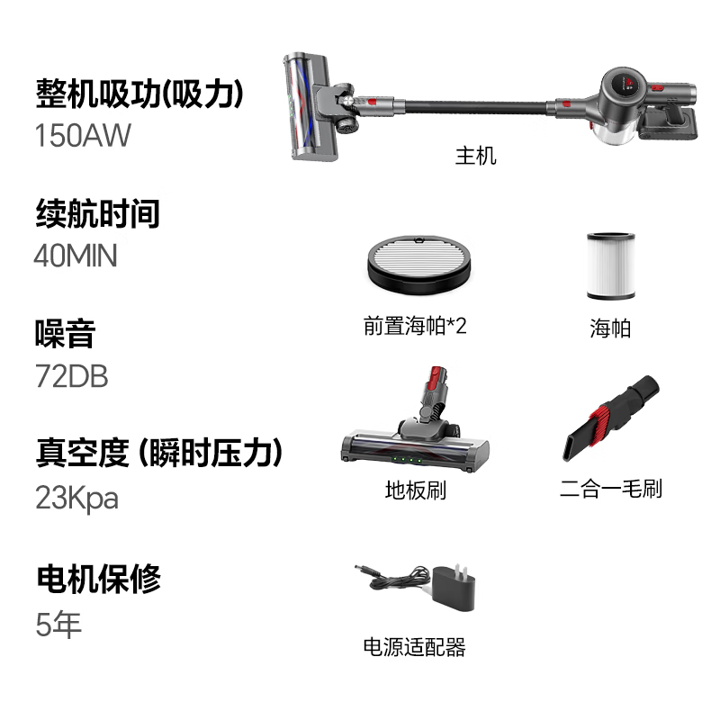 Puppy vacuum cleaner household large suction suction and mopping all-in-one wireless handheld green light dust display dry moisture mop vacuum mopping machine pet cat hair dog hair carpet cleaning S006