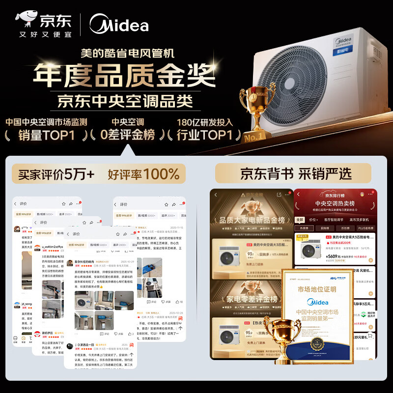 Midea Price Guaranteed 618 3 HP 26 Cool Energy-Saving Duct Machines One-to-One Super Energy Efficiency Double-row Copper Tube Central Air Conditioner KFR-75T2W/B3-KSA(1)