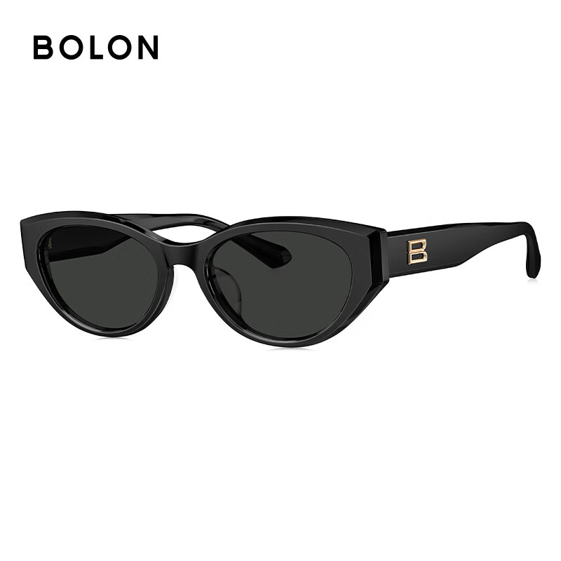 BOLON Tyrannosaurus glasses Yang Zi's same style cool cat-eye narrow frame sunglasses for women, fashionable sunglasses for men, sun protection BL3308, light and thin double upgrade BL3308C10 bright black frame-polarized