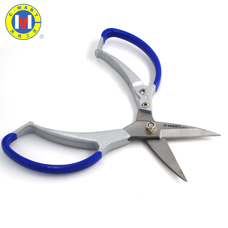 C-MART multi-purpose scissors SK5 household thin metal scissors gardening scissors aluminum alloy handle leather scissors chicken bone turtle scissors multi-purpose scissors 9 inches/225mm
