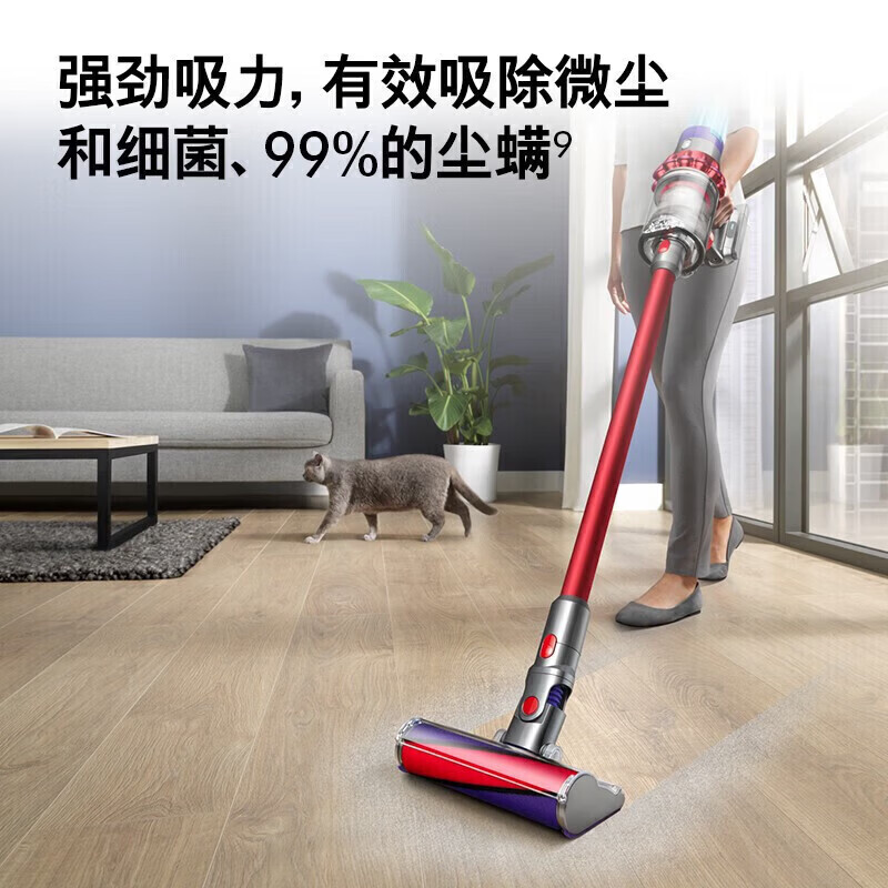 V8/V10/V11 handheld wireless vacuum cleaner with high suction for removing dust and mites, pet hair, carpet, floor tile cleaning, home office car vacuum cleaner, Dyson V11Fluffy, suitable for floor tiles, 9 new and above