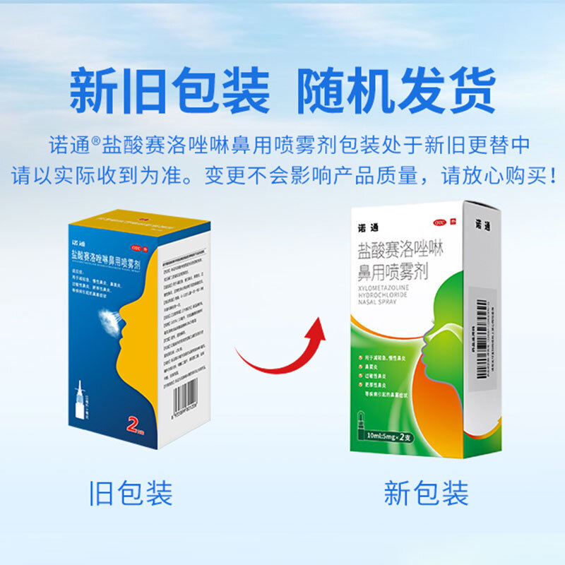 Norton Xylometazoline Hydrochloride Nasal Spray 0.05% 10ml*2 bottles is used to relieve acute and chronic rhinitis, sinusitis, allergic rhinitis, hypertrophic rhinitis and nasal congestion.