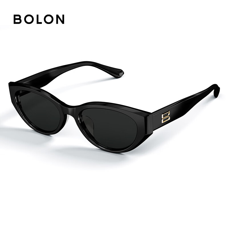 BOLON Tyrannosaurus glasses Yang Zi's same style cool cat-eye narrow frame sunglasses for women, fashionable sunglasses for men, sun protection BL3308, light and thin double upgrade BL3308C10 bright black frame-polarized