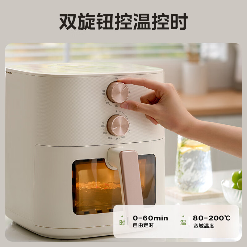 Midea air fryer 2026 new style flip-free 0-coating stainless steel air fryer steaming and baking all-in-one household 6L large capacity multi-functional visual KZE6086PRO