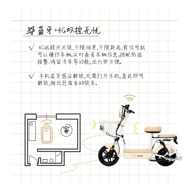Feige Electric Bicycle New E75 New National Standard Electric Bicycle 2026 Long Range 45KM48V13A Lead-Acid Battery Smart Home Battery Bicycle Can Be Licensed for Walking White