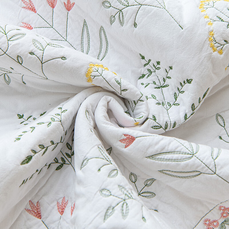 Bay window mat window sill mat 100% cotton for all seasons non-slip thin 100% cotton fabric pastoral style tatami balcony mat Shili Fangcao-white 110*240cm