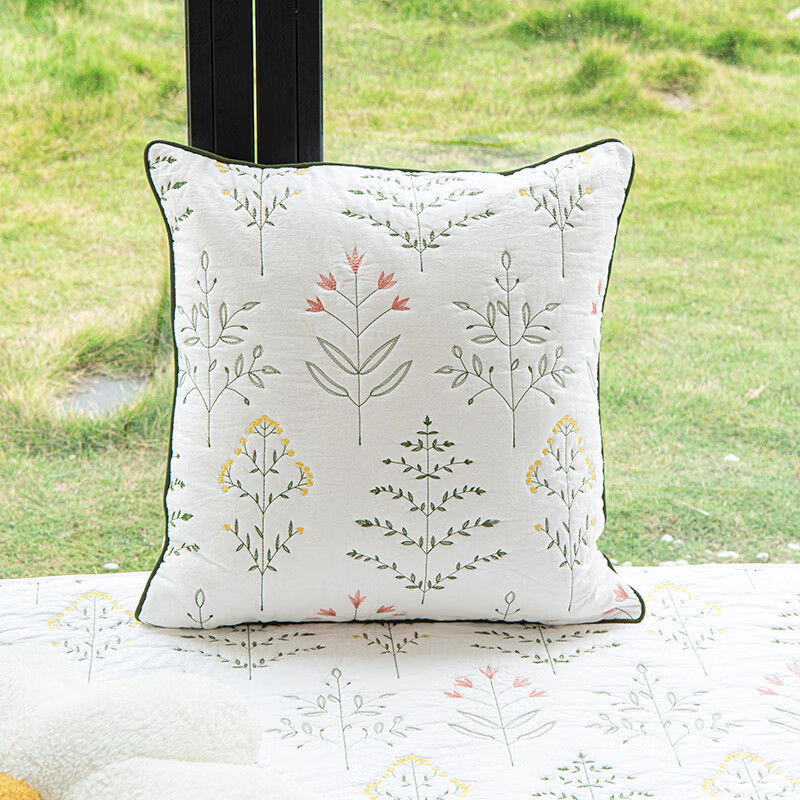 Bay window mat window sill mat 100% cotton for all seasons non-slip thin 100% cotton fabric pastoral style tatami balcony mat Shili Fangcao-white 110*240cm