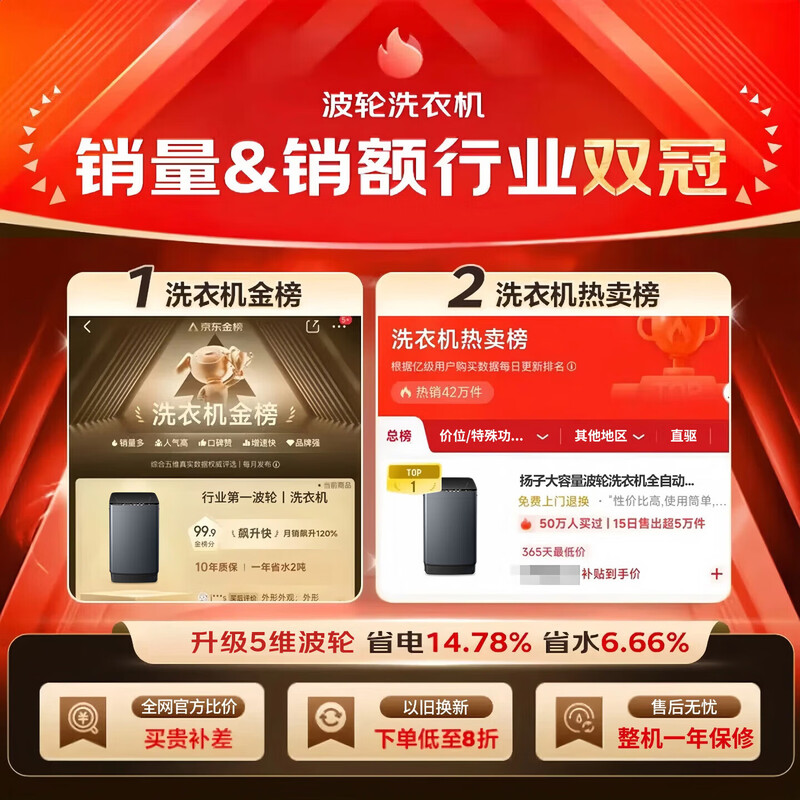 Yangzi government subsidy of 15%, fully automatic washing machine with first-level energy efficiency, household large-capacity washing and drying integrated small pulsator, trade-in artifact for rental housing and dormitories, 10KG rental artifact, first-class energy efficiency + blue light antibacterial air-drying pulsator
