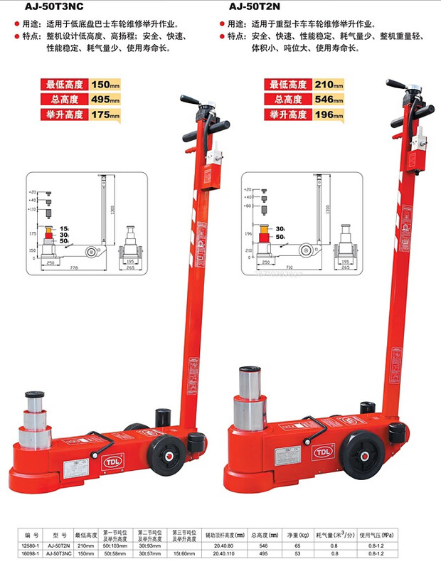 Ba Gang Tongda Lian Jack TL Pneumatic Hydraulic Jack AJ50T3NC80T2C.50T2N 50T3NC 0T3NC 0T3NC