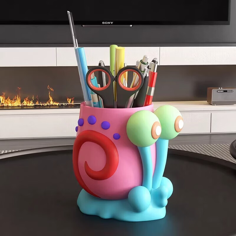 Creative and cute small snail pen holder storage box office desktop student children girls boys large capacity high appearance small snail pen holder
