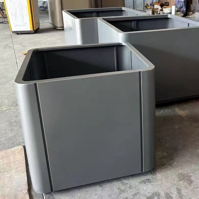Outdoor stainless steel flower box, landscape flower bed, flower pot, commercial street sales department, flower trough, square tree box customization, style one, consult customer service for customization, length 120*width 40*height 50cm (galvanized sheet)