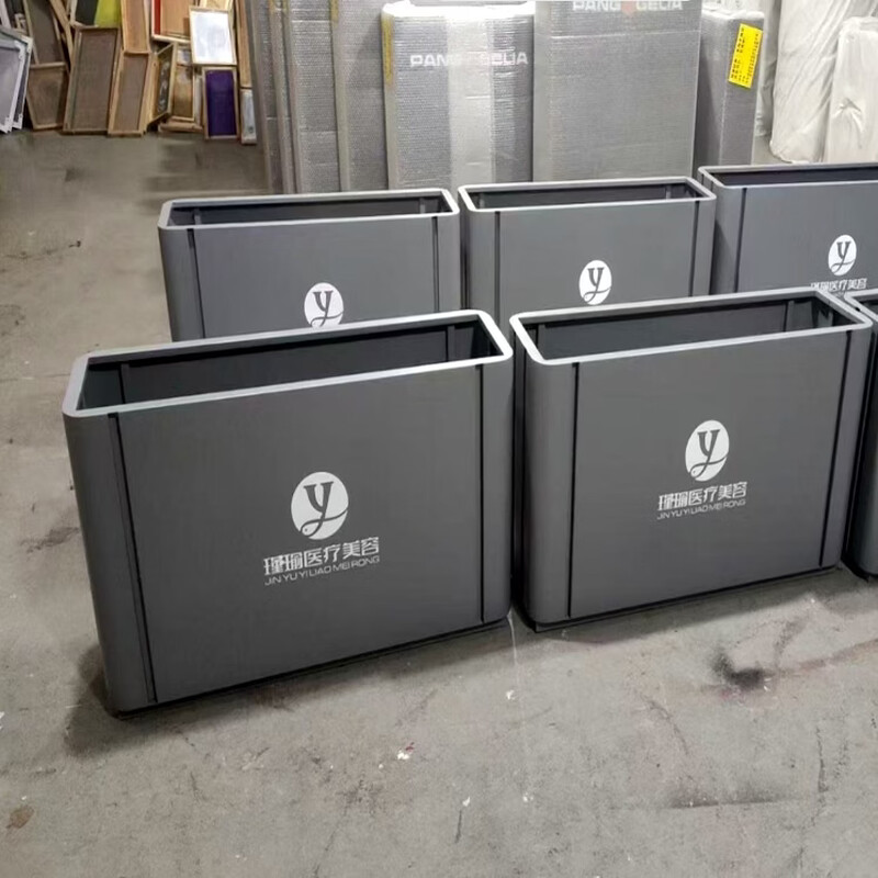 Outdoor stainless steel flower box, landscape flower bed, flower pot, commercial street sales department, flower trough, square tree box customization, style one, consult customer service for customization, length 120*width 40*height 50cm (galvanized sheet)