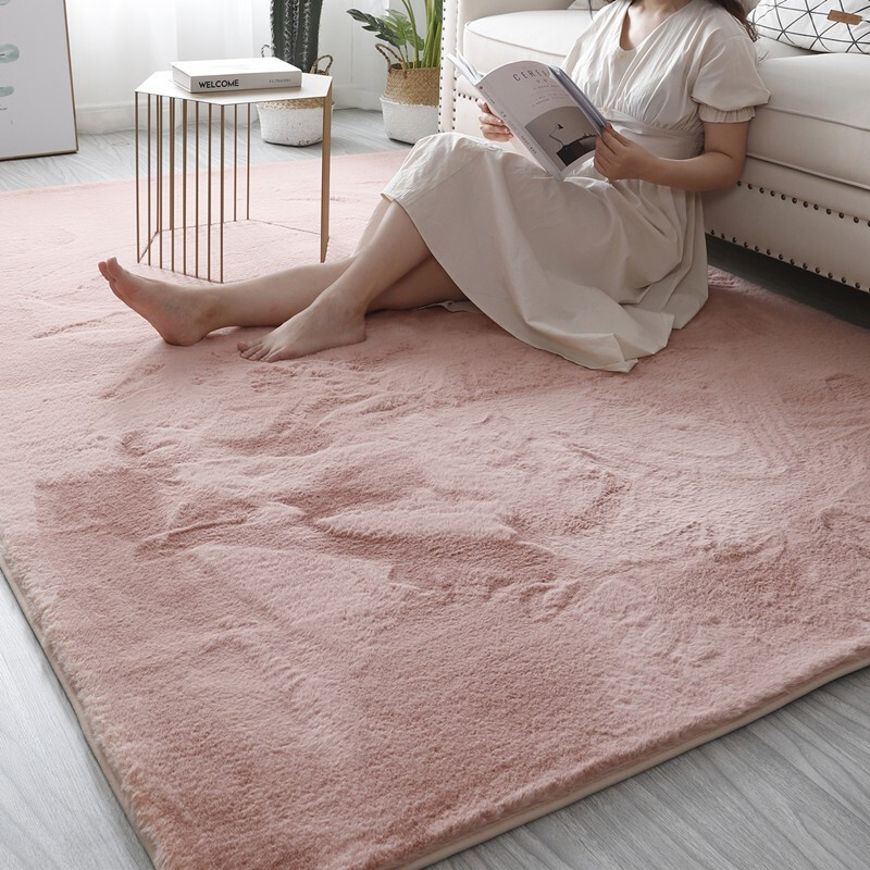 Budis Living Room Carpet Bedroom Carpet Imitation Rabbit Hair Long Hair Customizable Sofa Coffee Table Bedside Blanket Solid Color Rabbit Hair Off-White Imitation Rabbit Hair 50*160CM Long Hair