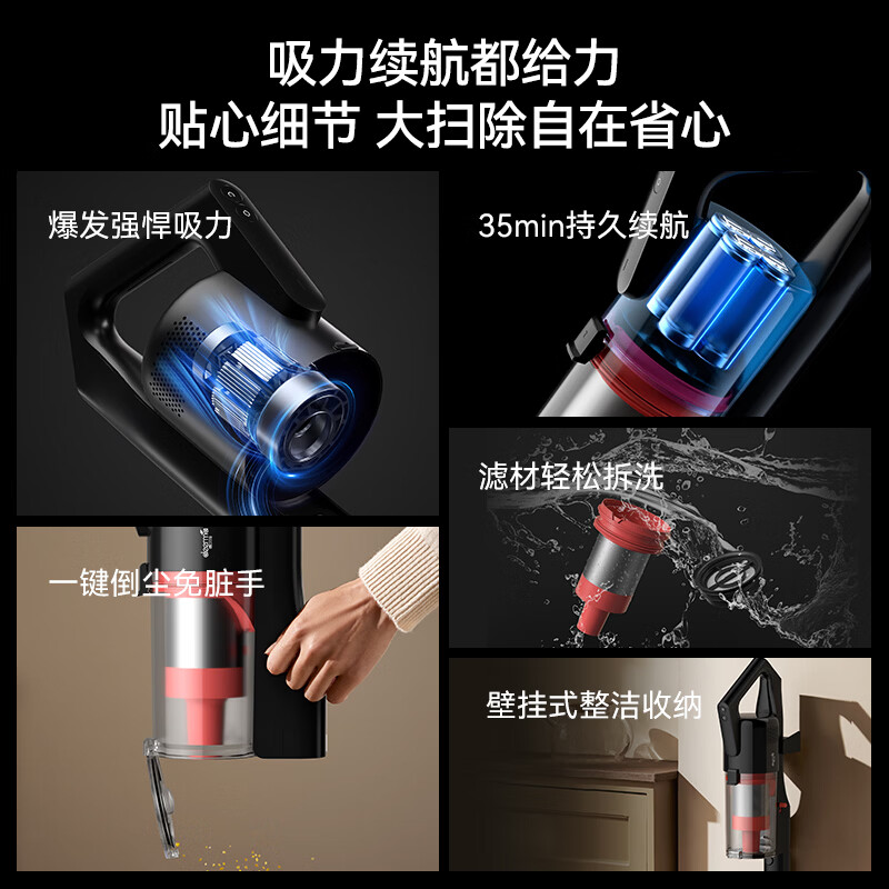 Deerma (Deerma) Price Guarantee 618 Vacuum Cleaner Household Cordless Vacuum Cleaner Handheld Car Vacuum and Mop All-in-One Powerful Storm Suction Hair Removal and Mopping Pet Comb T20Pro All-in-One Vacuum and Mop T20Pro for Double Cleaning in One Move