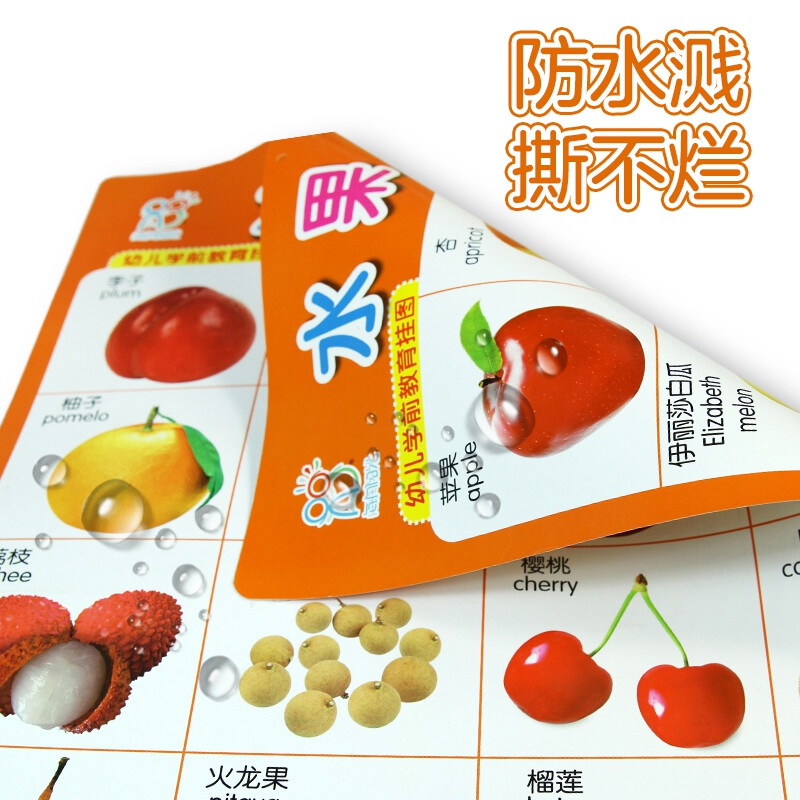 Hairun Sunshine Preschool Education Wall Charts (17 pictures in total) Chinese and English bilingual early education enlightenment toys stickers with animal pinyin vegetables and fruits to recognize numbers extracurricular books extracurricular independent reading holiday reading