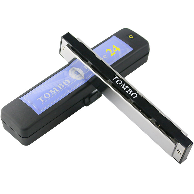 TOMBO Japan imported gongs 6624 intermediate and advanced performance 24-hole polyphonic harmonica for entry-level beginners, adults and children, 24-hole silver C key - recommended for beginners (standard model)