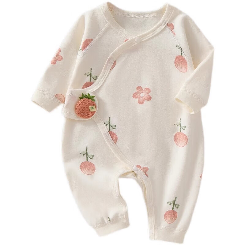 Newborn baby clothes, newborn cotton boneless romper, spring and autumn baby monk clothes, autumn baby jumpsuit, Velcro, lamb dudu 66cm