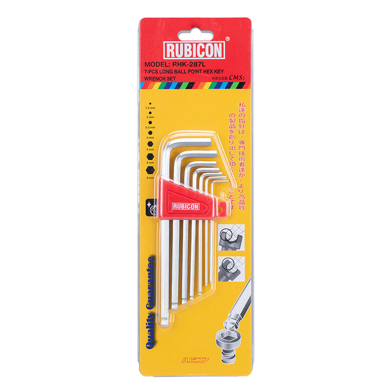 Robin Hood (RUBICON) metric long ball head hexagonal wrench RHK-287L ball screwdriver (1.5-6mm) 7-pack