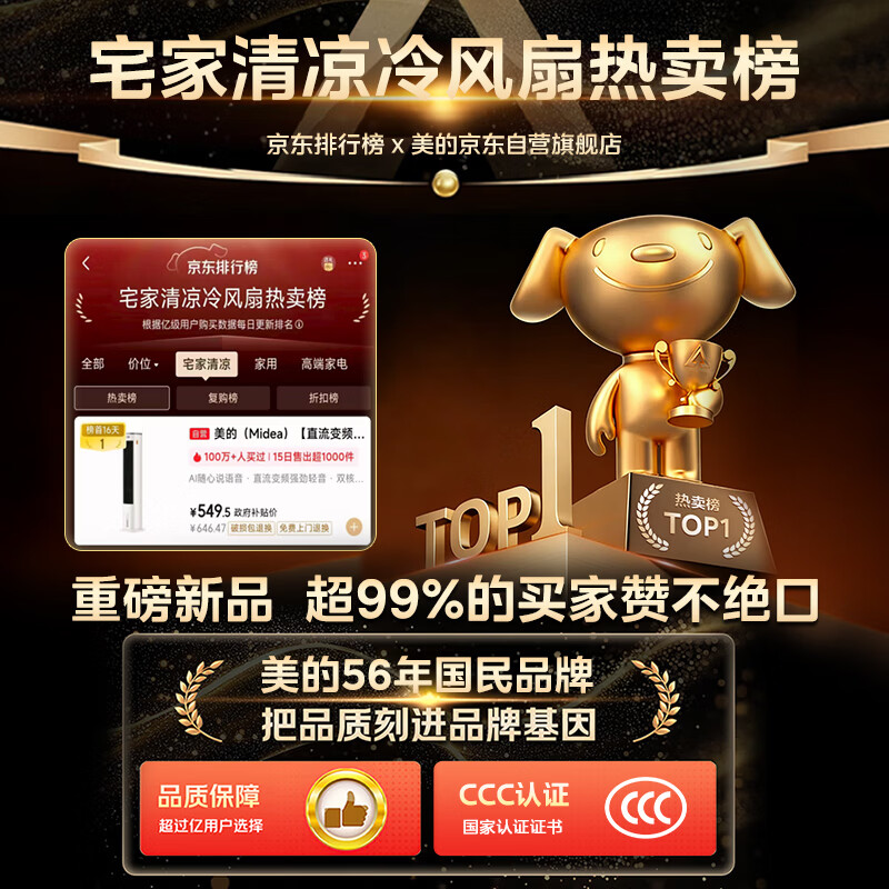 Midea offers 10% off home air conditioning fans, smart voice cooling fans, negative ion purification floor-standing air coolers, water-cooled tower fans, powerful cooling, two-way air supply