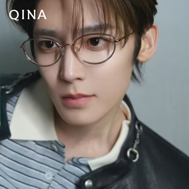 QINA Hou Minghao's same style myopia glasses frame 26 new titanium frame cat eye optical glasses for women QA6026 B13