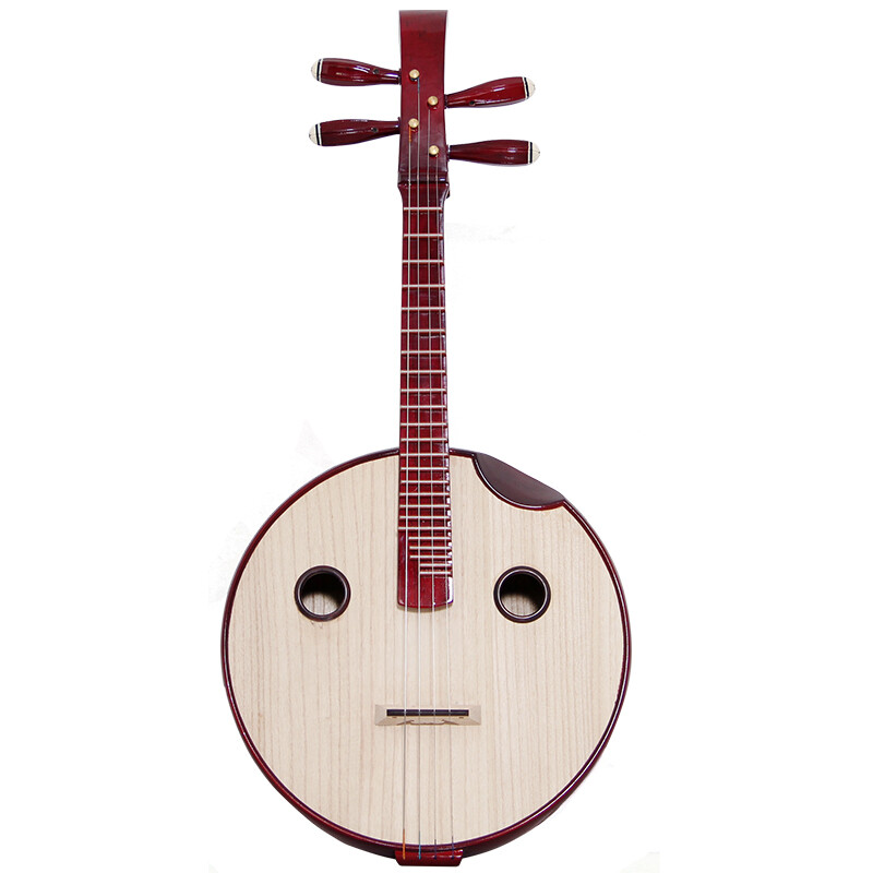 FLOFAIR ethnic plucked instrument hardwood bone flower beginner entry level examination Zhongruan Qin ZR-01 band troupe hardwood unnotched elbow round sound hole Zhongruan