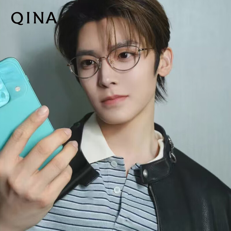 QINA Hou Minghao's same style myopia glasses frame 26 new titanium frame cat eye optical glasses for women QA6026 B13