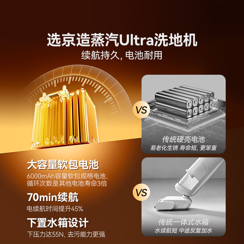 Jingdong Tokyo-made floor washing machine 160 steam 80 hot water washing ironing, suction and mopping 100 self-cleaning two-way power-assisted steam mop household sweeper and mop