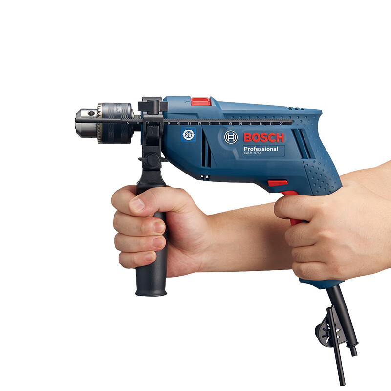 Bosch (BOSCH) GSB 570 impact drill tool box set electric drill power tool multi-function forward and reverse hand drill electric rotation plastic box hardcover