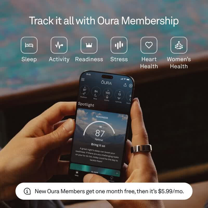 OURARing 5 Wang Hong's same style smart ring sleep monitoring health tracking heart rate temperature exercise recovery ring oura ring bright silver 6
