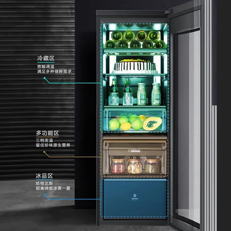 Casarte (Casarte) 15% off national subsidy, fully built-in ice bar for home living room and villa, air-cooled and frost-free, high-end red wine refrigerator, beverage, tea and fruit preservation cabinet, ice machine, zero-built-in ice bar, Obsidian Black | Three-temperature storage | Maternal and child-level fresh storage | Air-cooled and frost-free 172 liters