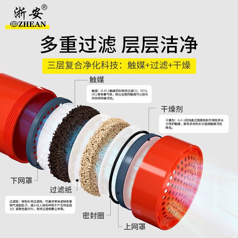 Zhe'an fire mask anti-smoke mask anti-virus filter type fire self-rescue respirator escape 3C tzl30A high performance model