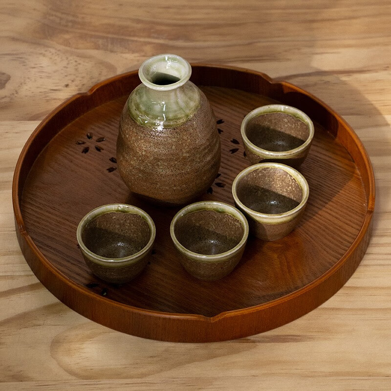 Mino Yaki Japanese-style sake wine set imported from Japan, one pot and four cups for household liquor ceramic wine pot gift set, one pot and four cups gift box set, blue