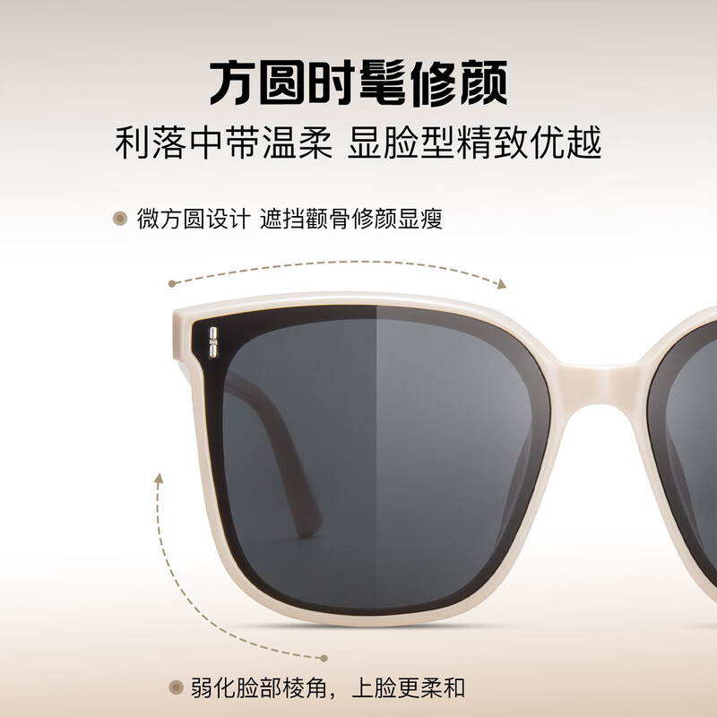 CAPONI polarized myopia sunglasses, sunglasses for women, white frame, anti-UV eye protection, sun protection driving glasses, new style, off-white frame - black and gray film (polarized)