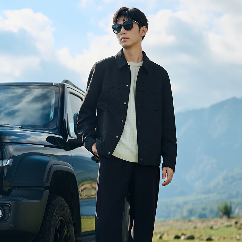 Carbine cross pattern jacquard jacket 24 autumn LOGO embroidered jacket casual anthracite 01 50