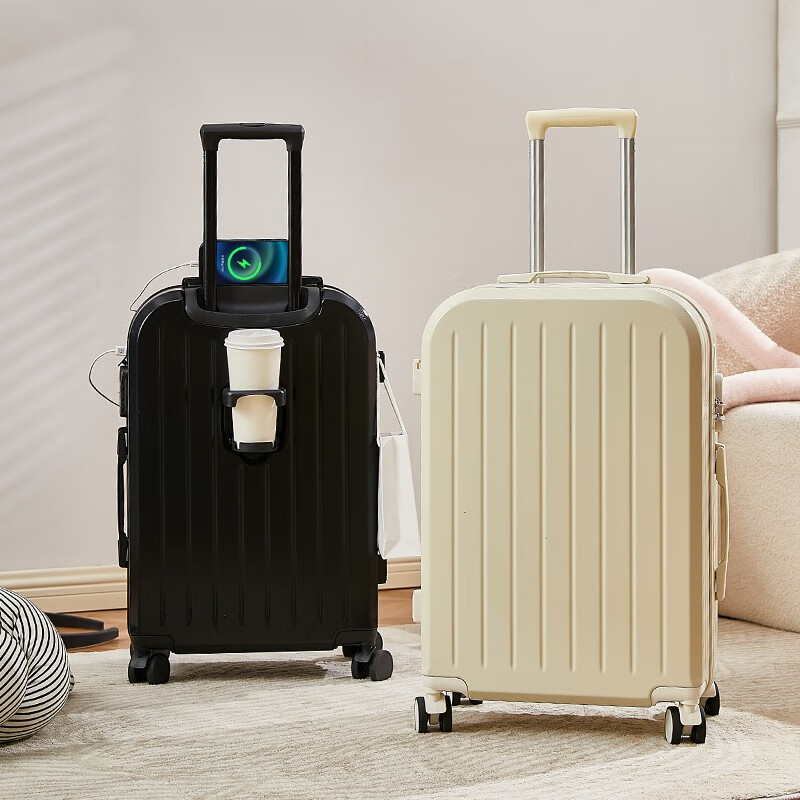 Kangaroo (KANGAROO) multifunctional suitcase for men and women, good-looking, strong and durable, student travel universal wheel trolley case, password lock suitcase, milky white, multifunctional, thickened and anti-fall, 20-inch boarding case