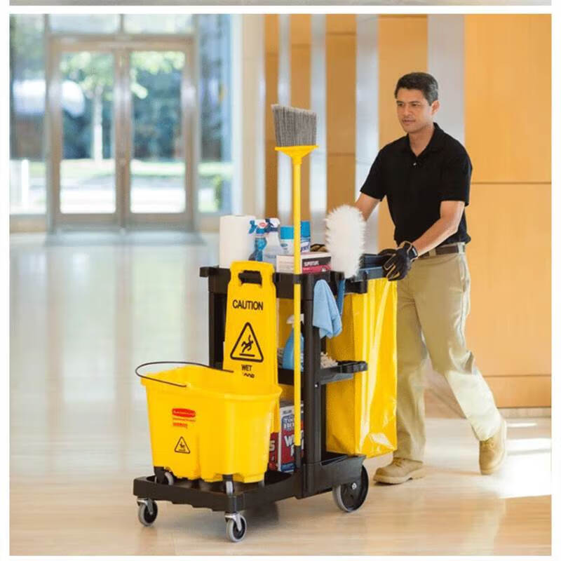 RUBBERMAID COMMERCIAL PRODUCTS Rubbermaid cleaning cart hotel guest room cart property cleaning service cart linen cart traditional large capacity cleaning cart traditional cleaning cart 617388